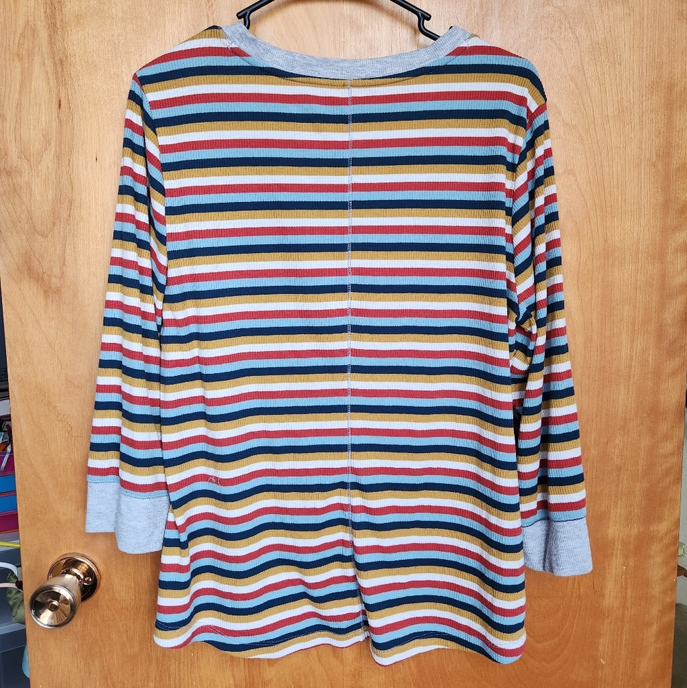Time and Tru Multicolor Striped Ribbed Top - Picture 3 of 3